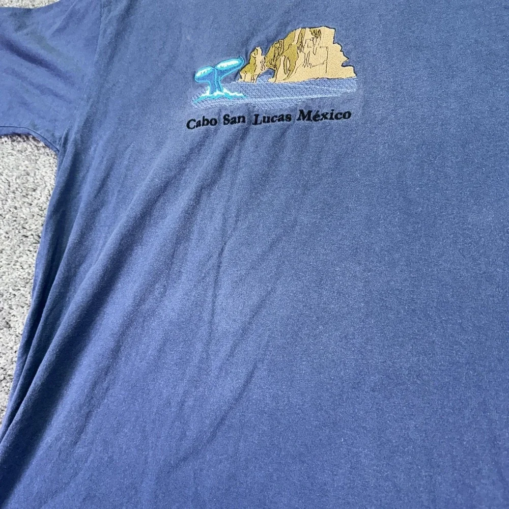 Pablo's Shirt Mens Medium Blue Cabo San Lucas Mexico Embroidered Graphic Tee